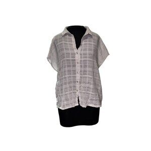 Cynthia Rowley Womens White Button-Up Top L